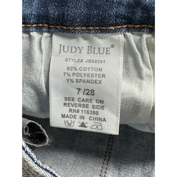 Judy Blue Jeans Womens 28 Wide Leg Crop‎ Medium Wash Frayed Hem Stretch Casual - Picture 7 of 12